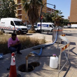 Limpieza con Air Scouring de tuberías de FIBROCEMENTO, polietileno y FUNDICIÓN GRIS en VALENCIA